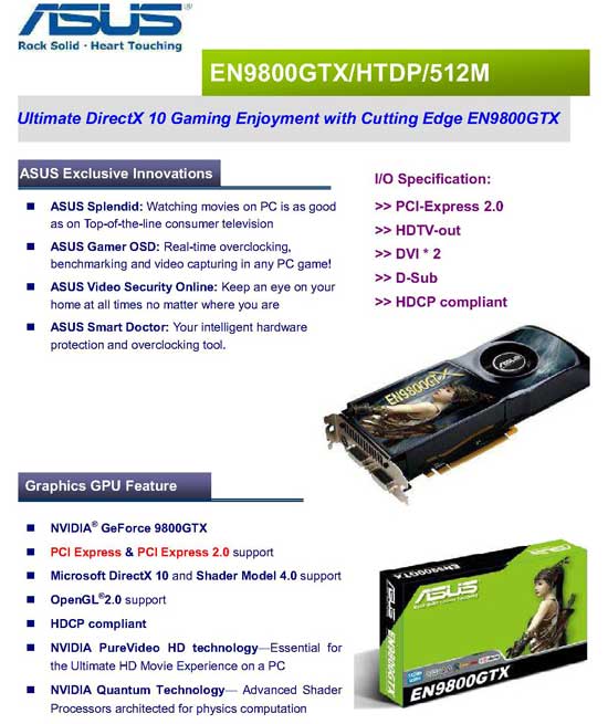 Asus Geforce 9800 GTX: galleria immagini